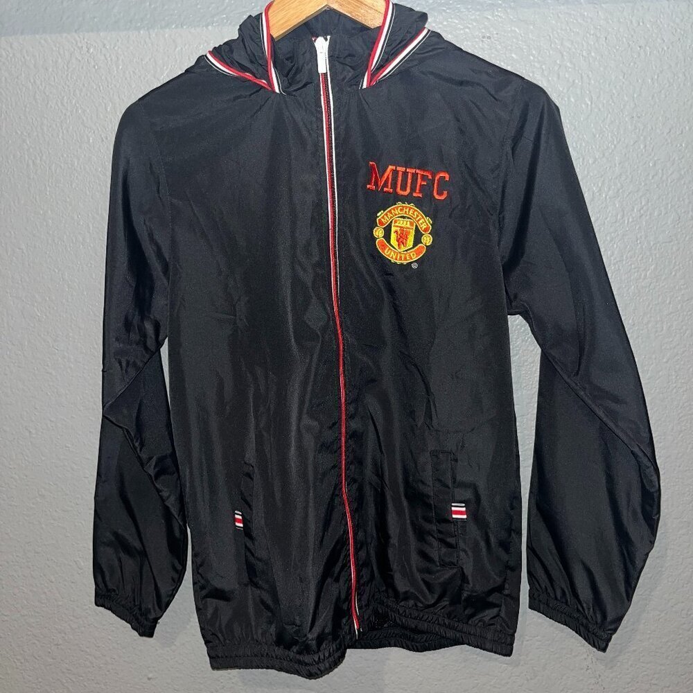Official MANCHESTER UNITED FOOTBALL CLUB Full Zip Hooded Track Jacket - EUC - S